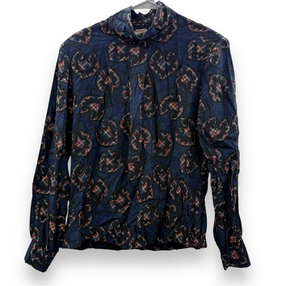 Vintage Pendleton Country Sophisticates Blue Geometric Print Long‎ Sleeve Top 10 - Picture 1 of 9